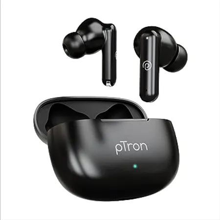 PTron Bassbuds Air in Ear TWS Earbuds with 13mm Driver for Immersive Sound 32Hrs Playtime Clear Calls Bluetooth V5 1 Touch Control TypeC Fast Charging Voice Assist IPX4 Water Resistant