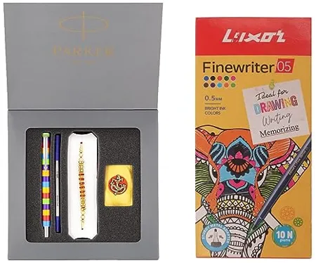 Parker Roller Ball Pen Luxor Fine Writer Black Color pack Of 10 Pen 