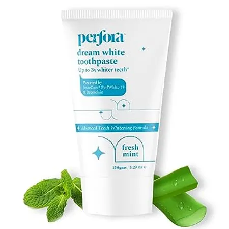Perfora Whitening Toothpaste 150 gms Pack of 1 Instant Teeth Whitening Toothpaste Toothpaste for Kids Adults SLS Free Toothpaste No Artificial Sweeteners Made Safe Certified Vegan Friendly Gel Toothpaste Fresh Mint Flavor 