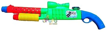 Popo Toys Holi High Pressure Pull Pump Shotgun Pichkari Green with 100 Free Balloons Assorted Colour Best Festival Gift for Kids