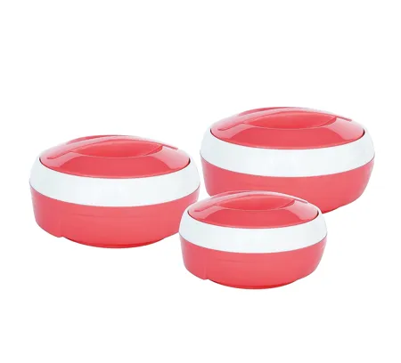 Princeware Plastic Plaid Casserole Set 3 1L 3 Pcs Pink