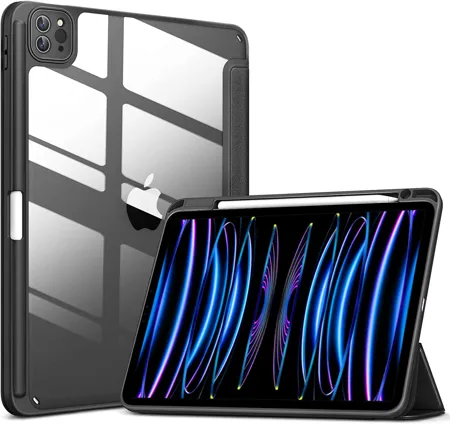 ProElite case Cover for Apple iPad Air 10 9 inch 5th 4th Gen iPad Pro 11 inch 4th 3rd Gen Transparent Smart Flip Cover for iPad Pro 11 Air 10 9 inch with Pencil Holder Black