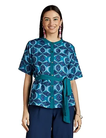 RIVER by Narendra Kumar Premium Designer Women s Geometric Print Top
