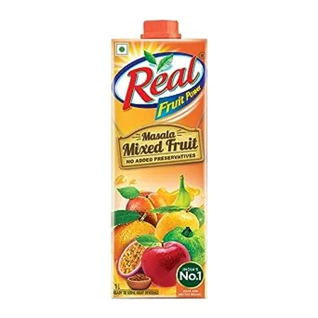 Real Masala Mixed Fruit Juice 1L No Added Preservatives No Artificial Colours Artificial Flavours Goodness of Best Fruits with Chatpata Masala Daily Dose of Fruit Nutrition Tasty Refreshing Energizing Fruit Drink