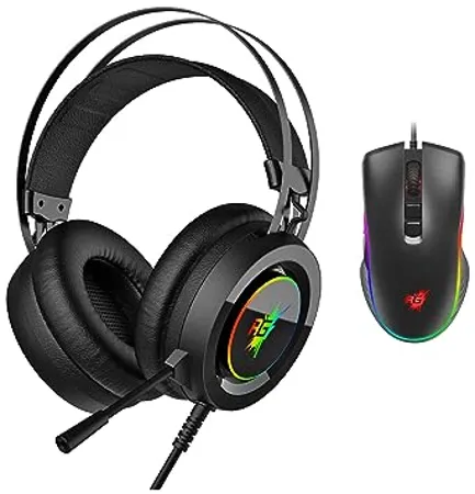 Redgear Cloak Wired RGB Wired Over Ear Gaming Headphones with Mic for PC A 20 Wired Gaming Mouse with RGB and Upto 4800 dpi for Windows PC Gamers 