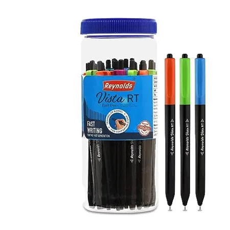 Reynolds VISTA RT BP 25 CT JAR BLUE I Lightweight Ball Pen With Comfortable Grip for Extra Smooth Writing I School and Office Stationery 0 7mm Tip Size