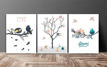 SAF Love Bird Designer Multieffect UV Textured Panel Painting Set of 3 12 Inches X 27 Inches SANFC12243 SANFC12243 Figures