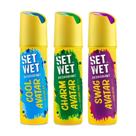 SET WET Deodorant Spray Perfume Cool Charm Swag Avatar for men 150ml Pack of 3 