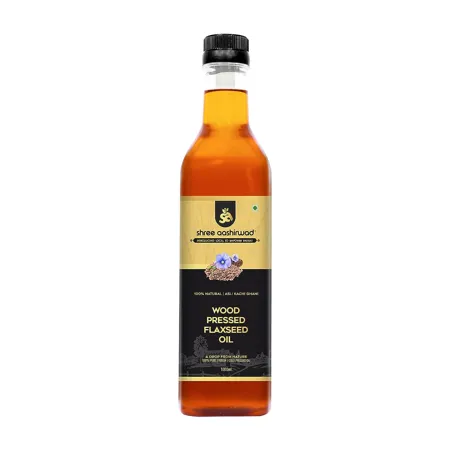 SHREE AASHIRWAD 100 Pure Cold Pressed Flax Seed Oil Alsi Ka Tel 1 Litre