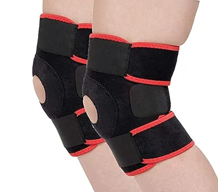 SPANCO Adjustable Knee Cap Support Brace for Sports Gym Running and Protection for Men and Women Pair Free Size No of Knee Wrap 2 Pieces 