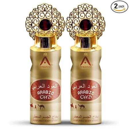 ST JOHN Ameerah Arabic Oud Perfume Deodorant Body Spray for Men Women Pack of 2 200 ml each 