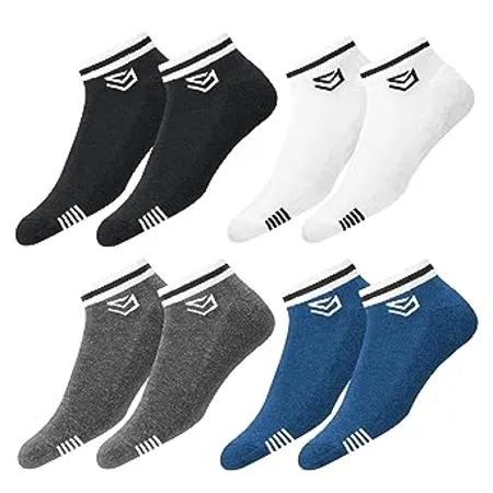 SWAGR 4 Pairs Casual Ankle Socks for Men Women Multicolor Pack of 4 Free Size