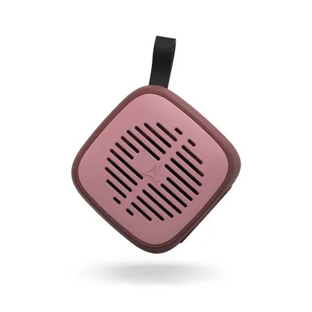 SYSKA Qube BS501 5W Ultra Portable Mini Wireless Bluetooth Speaker with Mic HD Sound 10 Meter Working Range Made in India Type C Charging with Voice Assistant Brick Brown 