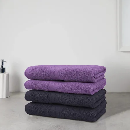 Sassoon Anatolia 4 Piece 100 Cotton Hand Towel Set in 500 GSM 40cmX60cm Denim Grape Soft Absorbent Quick Dry Towel for Gym Home Kitchen Pool Travel Spa and Yoga 