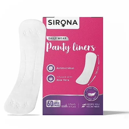 Sirona Dry Comfort Daily Use Panty Liners Large 60 Soft Cottony Panty Liner Pads for Women with 8 hours Protection