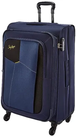 Skybags 68 Cms Medium Check in Polyester Soft Sided 4 Wheels Spinner Trolleys Blue