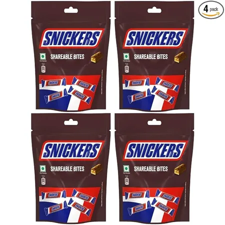 Snickers Shareable Bites Peanut Chocolate Pack 120gm Pack of 4 