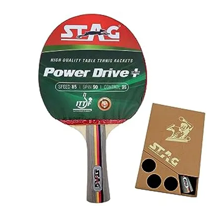 Stag Power Drive Plus Table Tennis Racquet 174 Grams Intermediate ITTF Approved Rubber Multi Color