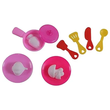 Storio Kitchen Fun Kitchenware Toy Set Non Toxic Plastic Accessories for Girls Age 3 Years Plus 6 Pieces