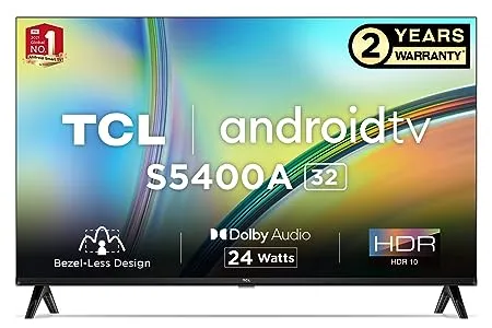 TCL 80 04 cm 32 inches Bezel Less S Series HD Ready Smart Android LED TV 32S5400A Black 
