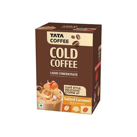 Tata Coffee Cold Coffee Liquid Concentrate Salted Caramel Deliciously Rich Creamy Caf style Easy to make 20 Sachets