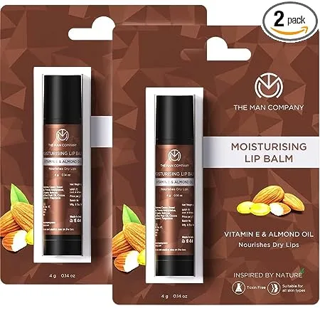 The Man Company Nourishing Lip Balm for Soft Moisturised Lips Pack of 2 Enriched with Vitamin E Almond Olive Oil Prevents Dry Chapped Lips