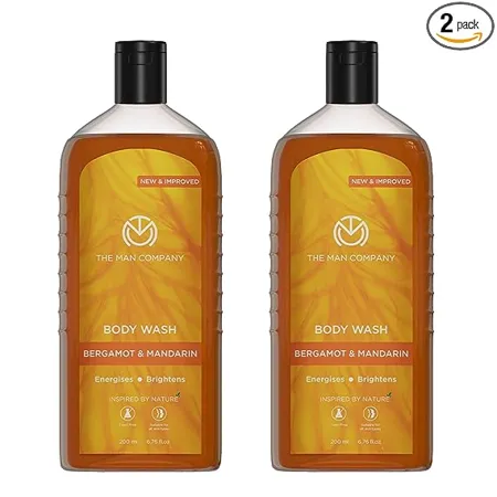 The Man Company Perfumed Body Wash 200ml Bergamot Mandarin Body Wash Shower Gel for Glowing Bright Skin Richness of Turmeric Orange Peel Extract Long Lasting Fragrance Pack of 2
