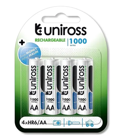 Uniross 1000 Ni MH AA BP4 Rechargeable Batteries Pack of 4 