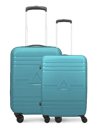 VIP Aristocrat Jet Plus Set of 2 Hard Polyproplyene Trolley Luggage Bags Cabin Medium 8W 7 Years Warranty Teal Blue 