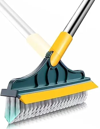 VYOOx 2 in 1 Bathroom Cleaning Brush Wiper Tiles Cleaning Bathroom Brush Floor Scrub Brush with Long Handle 120 Rotate Home Kitchen Bathroom Cleaning Brush Pack 1