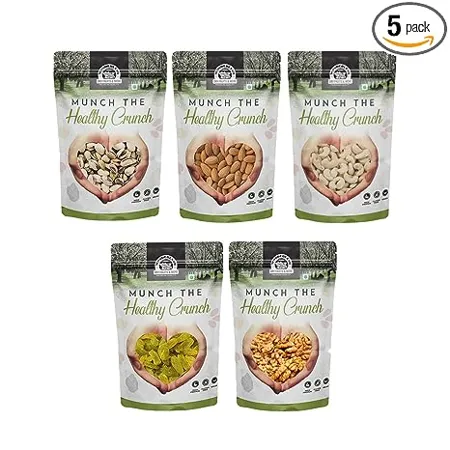 WONDERLAND FOODS Dry Fruits Combo with Pistachios Almond Cashew Golden Raisins Walnut Kernel 500g 