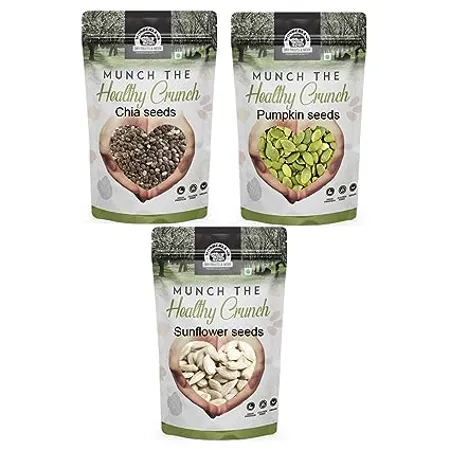 WONDERLAND FOODS Raw Chia Pumpkin and Sunflower Seeds Combo Pack of 3 150 g Each