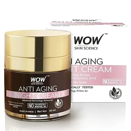 WOW Anti Aging Night Cream No Minerals And No Parabens Infused with Matrixly 3000 Peptide Hyaluronic Acid Vitamin C 50ml