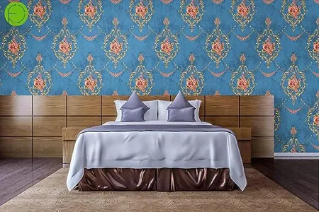 WOW Interiors Blue Floral SELF Adhesive Wallpaper for Living Room Bedroom Office Hall Corridor Peel and Stick Vinyl Wallpaper 200 45Cm 9Sqft