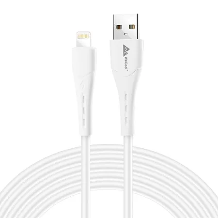 Wecool Soft PVC Fast Charging 8 pin Charging Cable Compatible for iPhone Both Charing and Data Sync Functions Certitified Lightning White Cable 1 Mtr