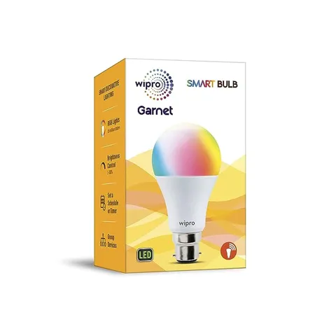Wipro 9W B22D Easy Set Up Wifi Smart LED Bulb Compatible with Amazon Alexa and Google Assistant 16M Colours White tunable Dimmable with Music Sync function 