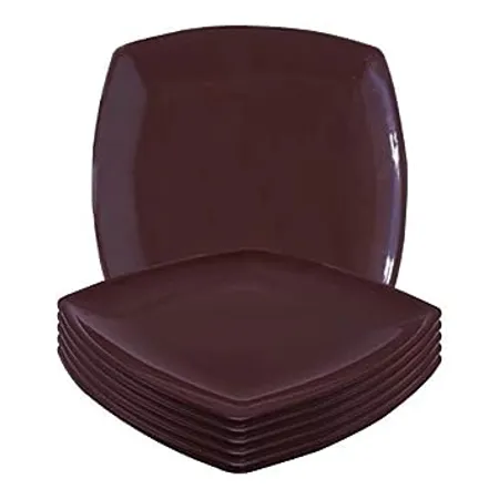 Wonder Microwave Safe Unbreakable Square Full Plates Set of 6 Pcs Brown Color Made in India