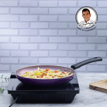 Wonderchef Valencia Frying Pan 1 3 litres 24 cm 1 Year Warranty Aluminium Purple 