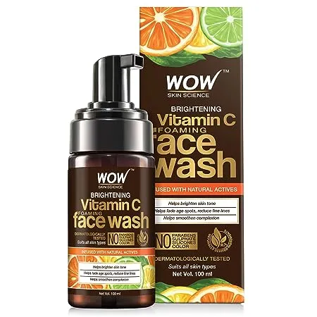 Wow Skin Science Brightening Vitamin C Foaming Face Wash With Lemon Orange Essential Oils For Skin Brightening No Parabens Sulphate Silicones Color 100 Ml