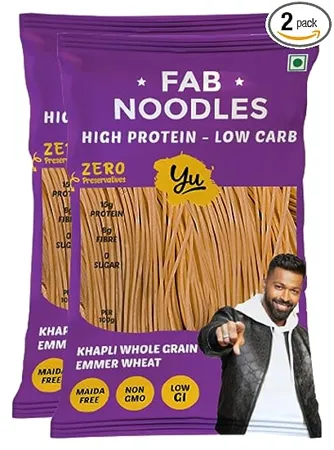 Yu Fab Noodles Low Carb High Protein Zero Maida Made Using Special Grade Atta Not Fried Healthy Noodles No Preservatives 100 Natural Just Boil Ready in 5 mins Servies 6 300g Pack of 2 