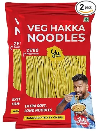 Yu Veg Hakka Noodles Extra Long Extra Soft Not Fried No Palm Oil Zero Preservatives 100 Natural Just Boil Ready in 5 mins Serves 6 300g Pack of 2 