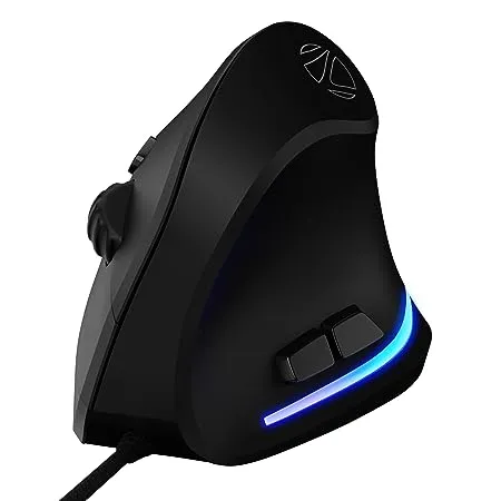 ZEBRONICS Cozy 6 Button Vertical USB Gaming Mouse with 3200 DPI max 1 8m Braided Cable LED Lights high Resolution Sensor Rubber Finish Ergonomic Design and Plug Play Usage