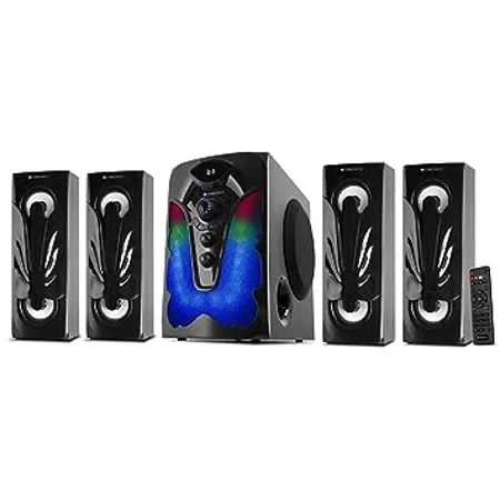 ZEBRONICS Indie 100 105 Watts RMS 4 1 Speaker with Bluetooth 5 0 LED Display Lights Remote Control USB SD AUX Input FM Radio and Stylish Design