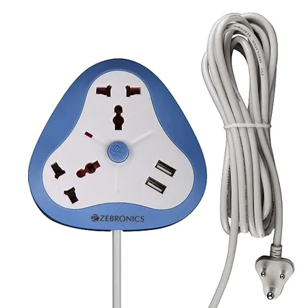 ZEBRONICS ZEB PS2120 USB 2500W USB Power Extension Socket 2 USB Ports a Power Indicator Along with 2 8ft Cable Length