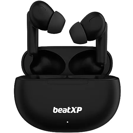 beatXP Tune XPods Bluetooth True Wireless Ear Buds with 50H Playtime Quad Mic ENC Tech Low Latency Type C Earphone with 10mm Drivers IPX5 Water Resistance BT 5 3 Touch Control Black 