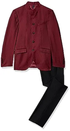 blackberrys Men s Polyester Blend Slim Fit Formal Suit Dress Set NL JQ SANSA1 Maroon DK RED Small 