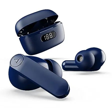 boAt Airdopes 121 PRO True Wireless Earbuds Signature Sound Quad Mic ENx Low Latency Mode for Gaming 50H Playtime IWP IPX4 Battery Indicator Screen Royal Blue 