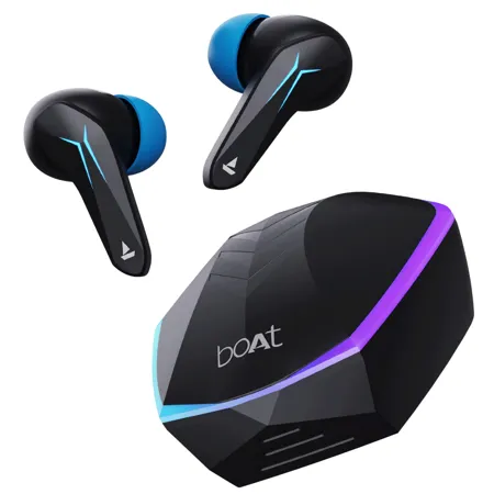 boAt Immortal 121 TWS Wireless Gaming in Ear Earbuds with Beast Mode 40ms Low Latency 40H Playtime Blazing LEDs Quad Mics ENx Signature Sound ASAP Charge 10 Mins 180 Mins Black Sabre 