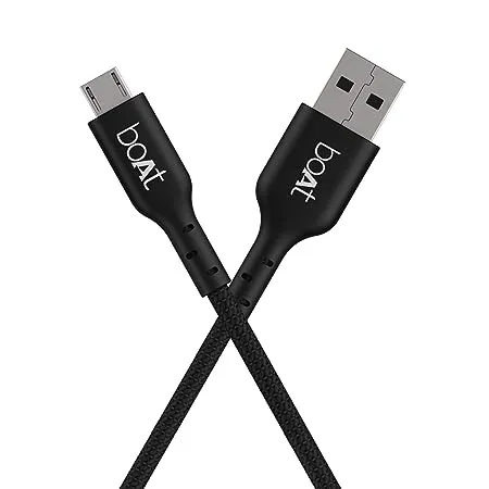 boAt Micro USB 150 Tangle free Sturdy Micro USB Cable with 3A Fast Charging 480mbps Data Transmission 10000 Bends Lifespan Extended 1 5m Length Black 