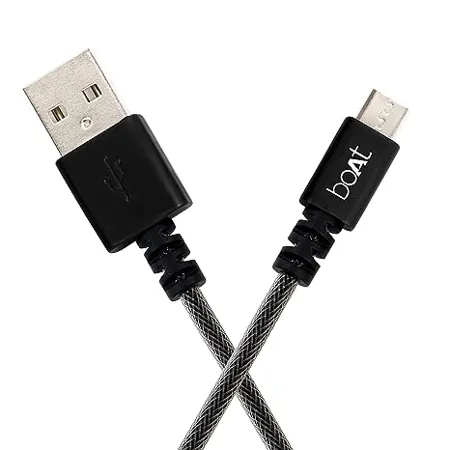 boAt Micro USB 500 Tangle Free Sturdy Micro USB Cable with 3A Fast Charging 480mbps Data Transmission 10000 Bends Lifespan Extended 1 5m Length Carbon Black 